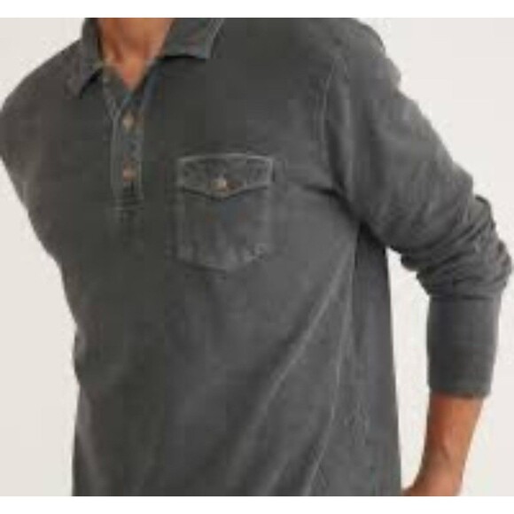Marine Layer L/XL Shirt Vintage Heavy Slub Polo Gray Long Sleeve Mens NWOT - Picture 7 of 7